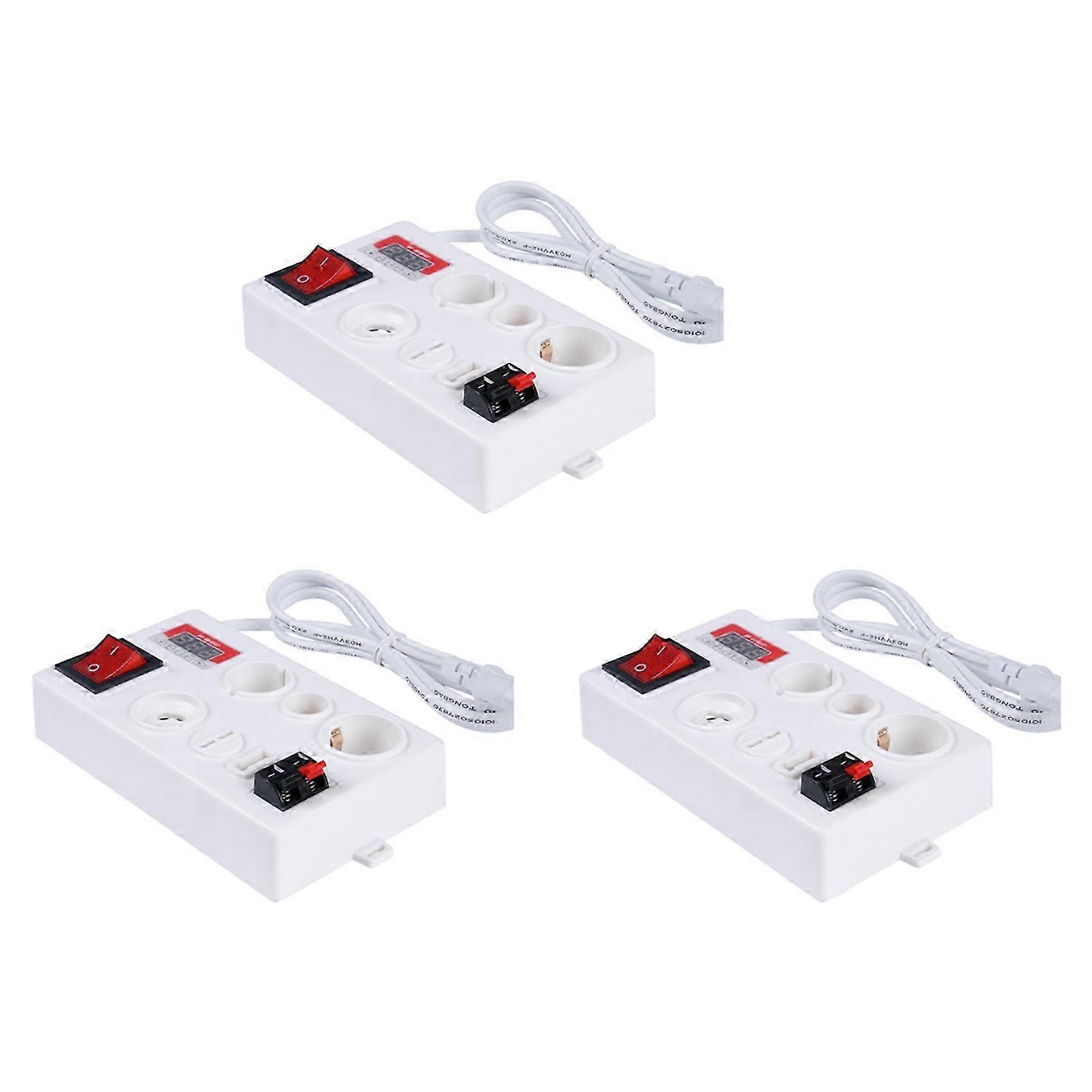 3X E27 B22 E14 Lamp Bulb Tester, LED Light Voltage Power Quick Test Box, Fast Testing with Power Display EU PLUG