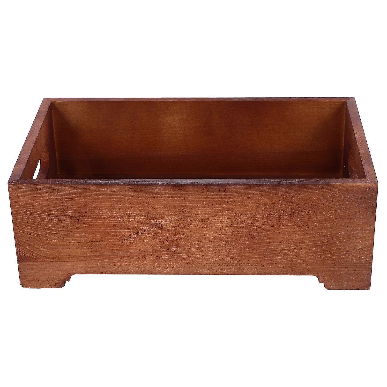 Makeup Storage Box for Storage 2Pcs Solid Wood Desktop Organizer Brown Color