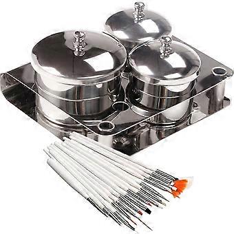 Nail Art Cup Stainless Steel Brush Holder for Manicure Use 1Set