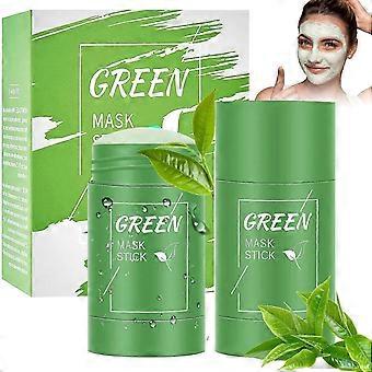 2 stuks groene masker stick, groene thee masker, groene thee klei masker, groene thee zuiverende klei voor hydratatie en olie controleren, reinigen, voeden