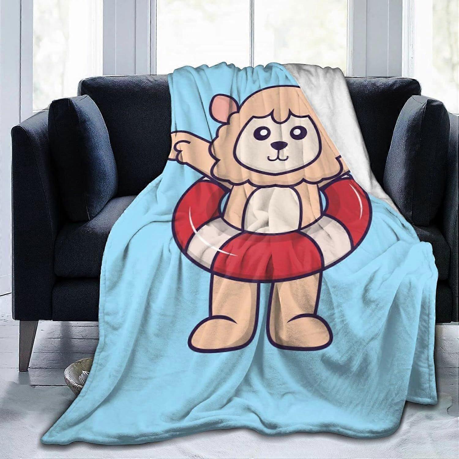 Printed Flannel Blanket Cute Sheep Using Floating Objects Blanket Soft Throws Blanket Comfortable and Warm for Bed Sofa Couch Throw