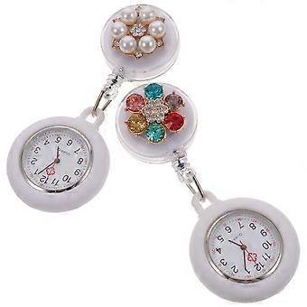 Broche de reloj de bolsillo blanco para enfermera, clip para decoración, 8 piezas, relojes delicados
