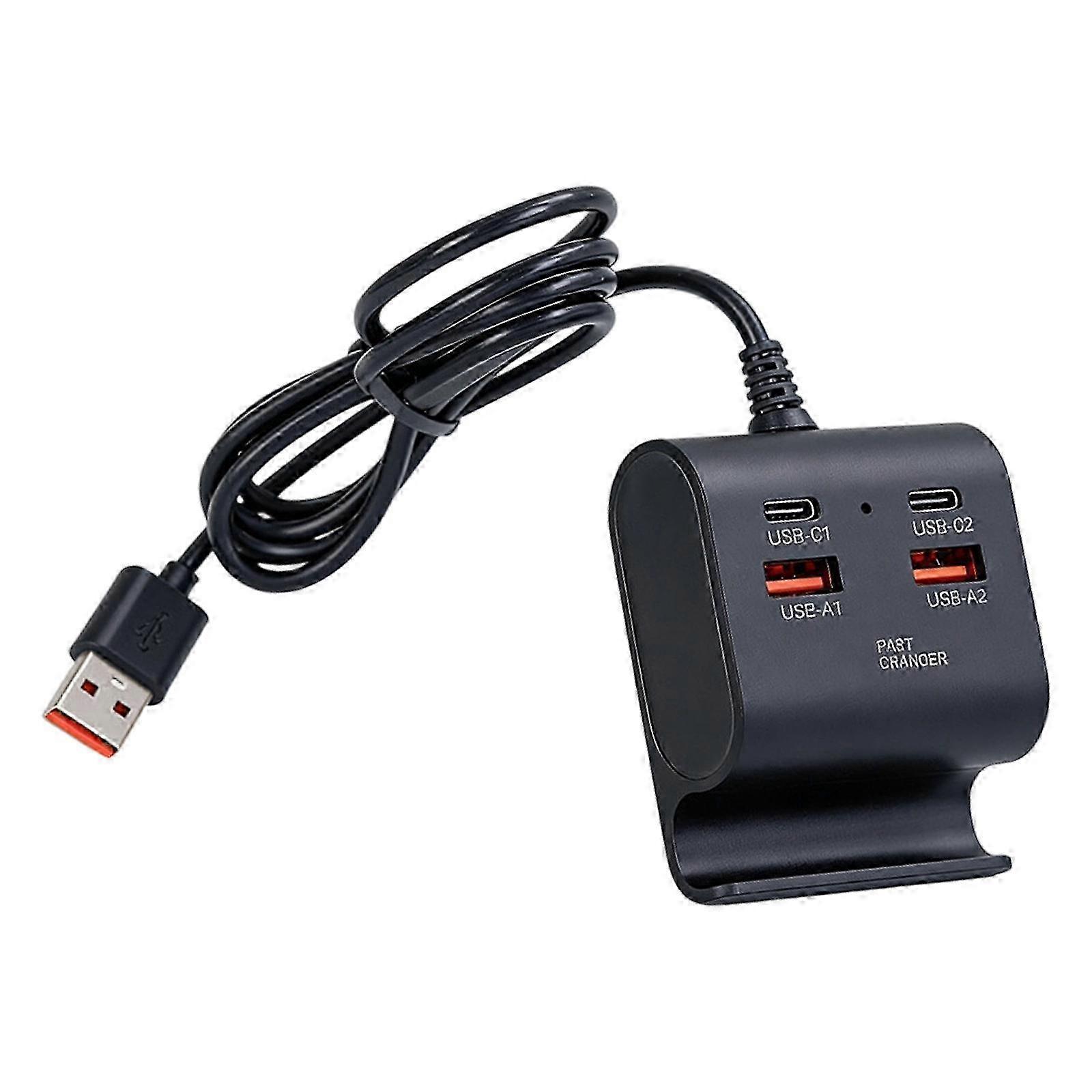 4-Port USB Splitter With 2 USB 2.0 And 2 Type-C