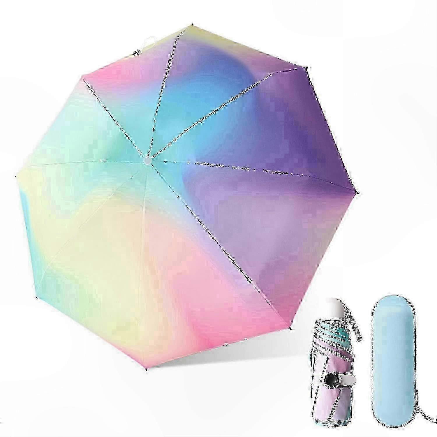 Compact 8-Rib Folding Windproof Umbrella