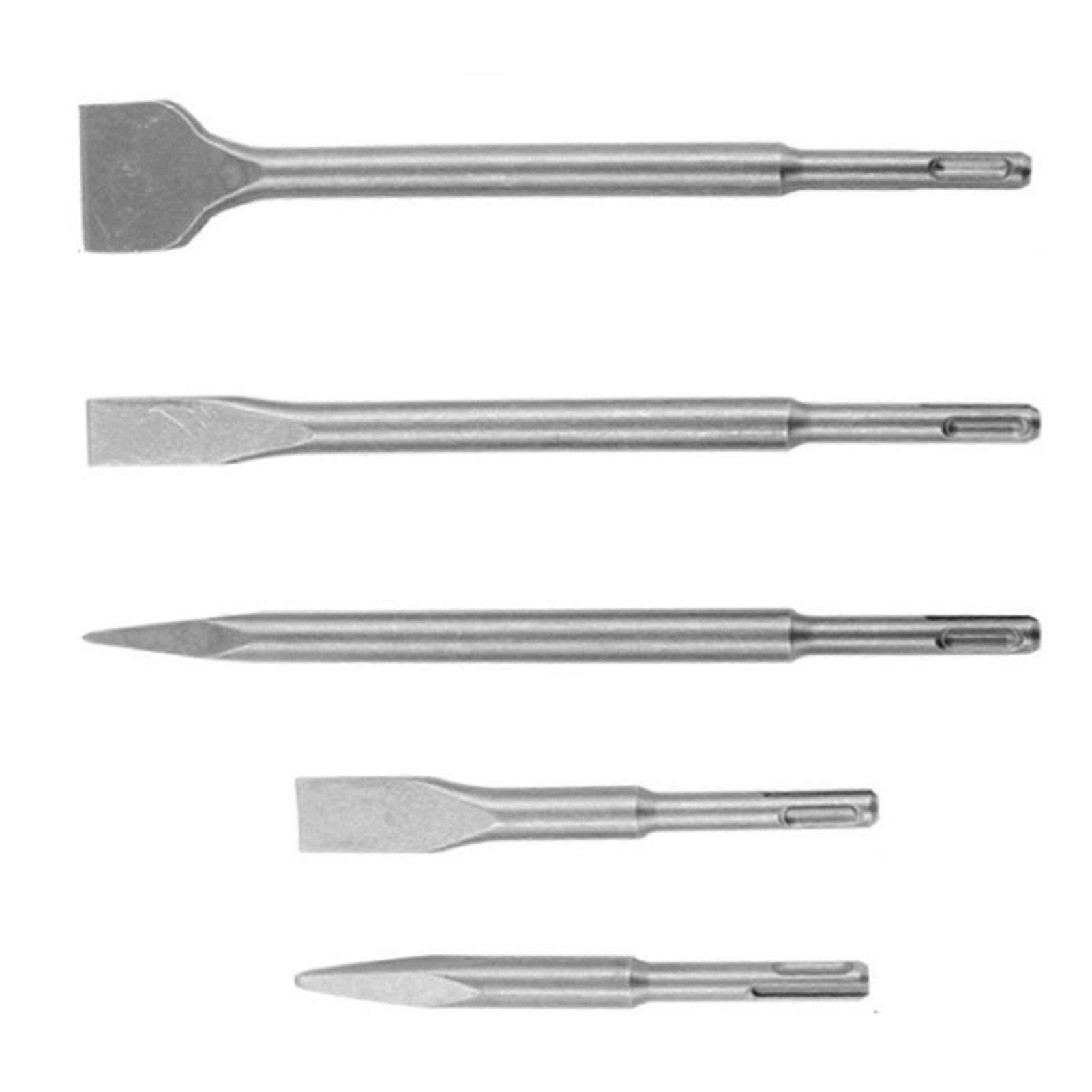 5Pcs Electric Hammer Chisel Bit Set Robust Practical Pointed Flat Chisel Round Shank Hammer Drill Bit Kit