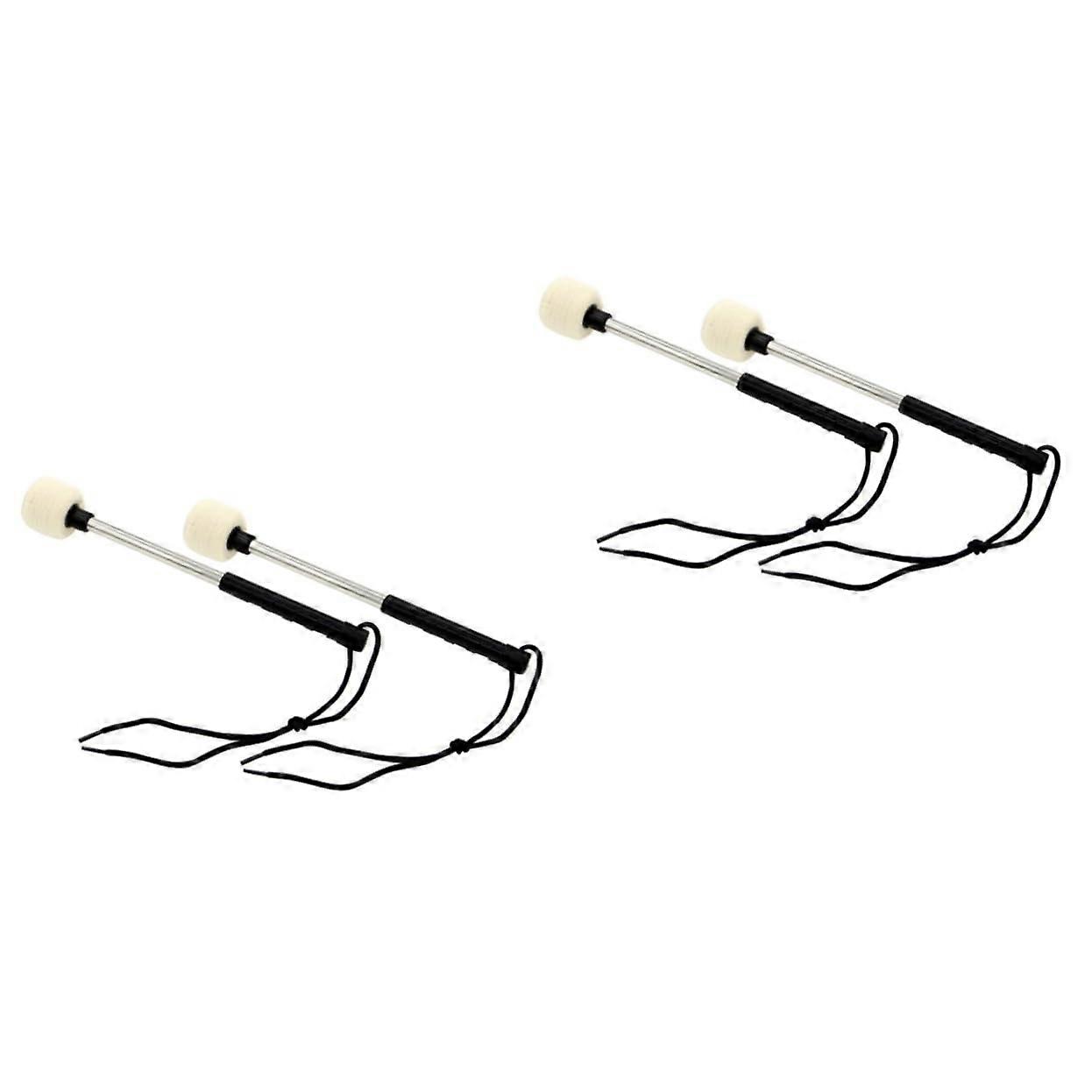 4pcs Wool Felt Drum Mallets with Durable Stainless Handle Snare Drum Accessories Set