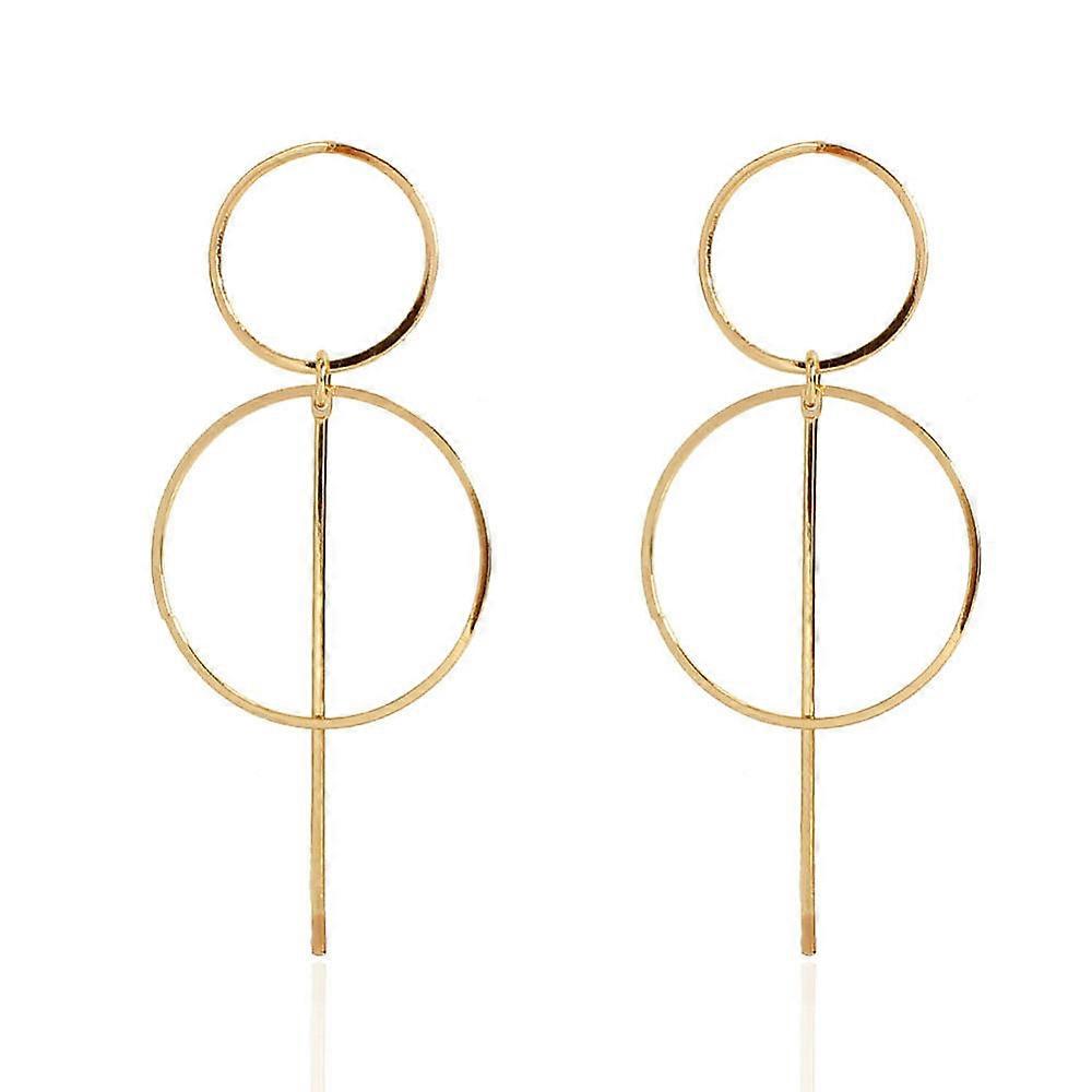 1pair Alloy Stud Dangle Earrings Golden Ring 70x30mm