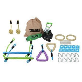 Trelines Ninja Adventure Kit 10.9m with Monkey Bars Rings and Storage Bag