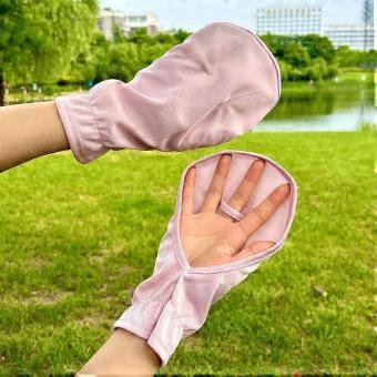 Summer Short-sleeved Breathable Sun-protective Gloves for Ladies, Loose-fitting, UV-protective, Sunshade for Outdoor Cycling, Fingerless Thin Style