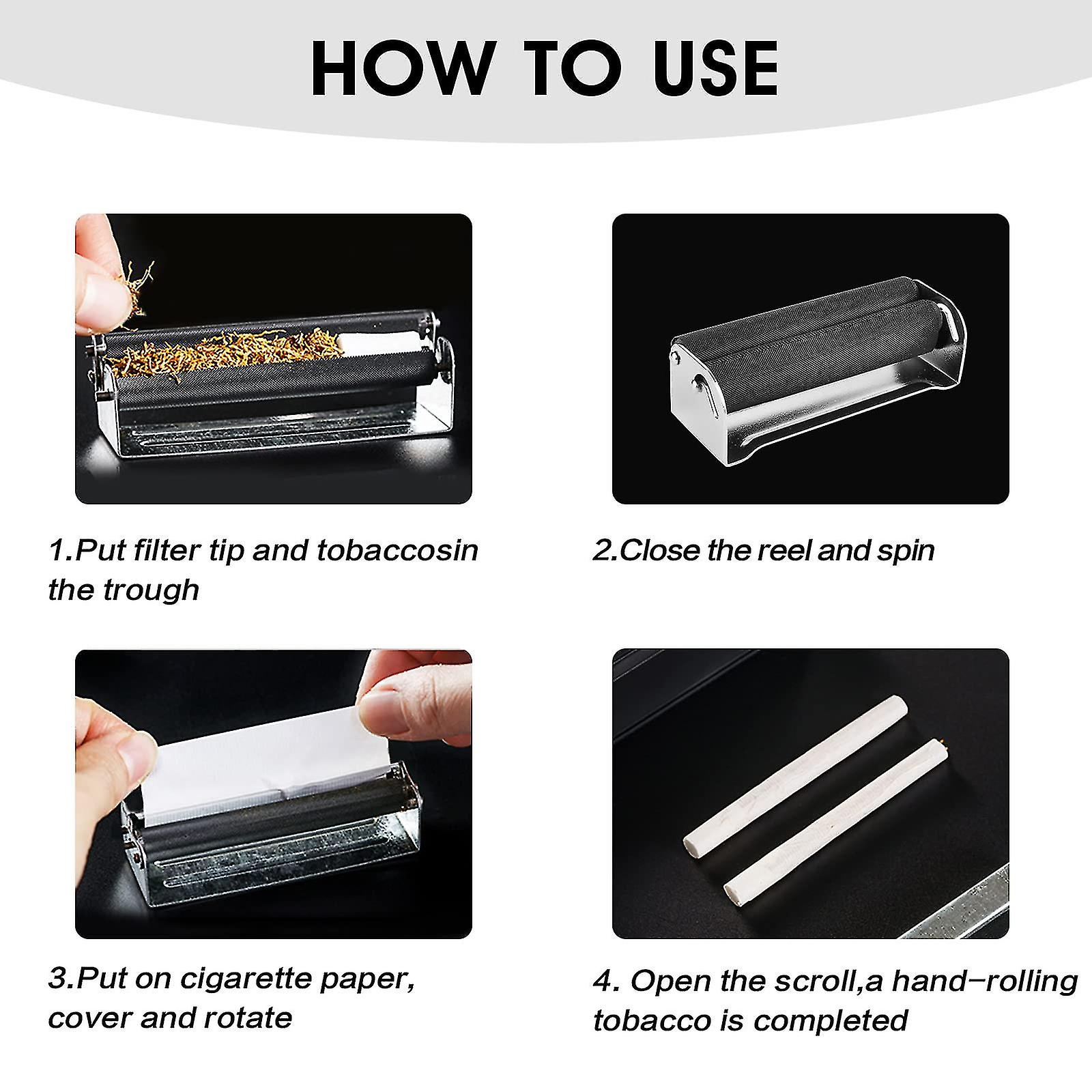 how to use a tobacco roller 2pcs Metal Tobacco Roller, Easy Use Manual Cigarette Rolling Machine, 70mm  Tobacco Maker Tool, Roller Cigarette