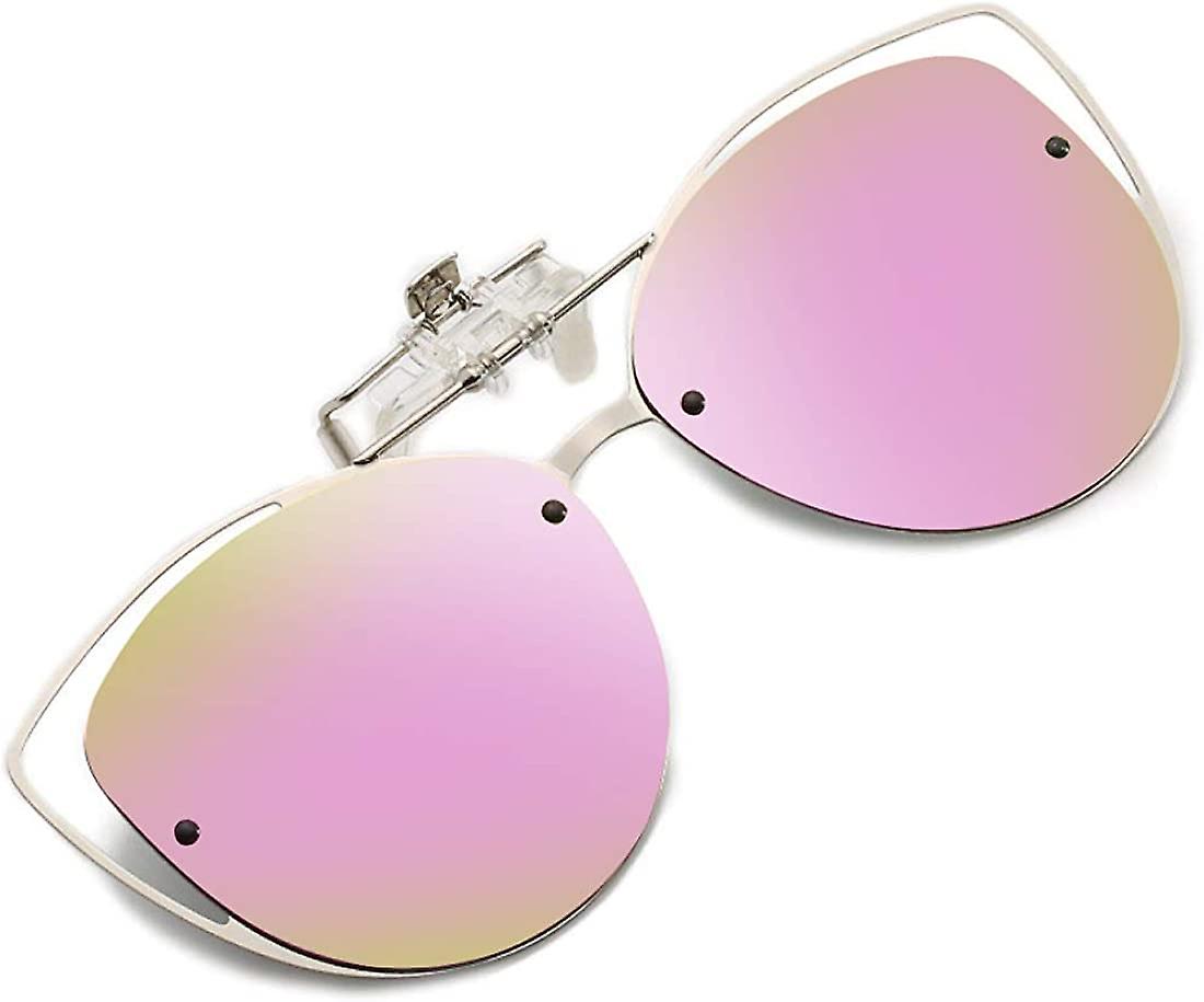 Women's Polarized Cat Eye Clip On Sunglasses With Flip Up Function For Prescription Glasses B2670
