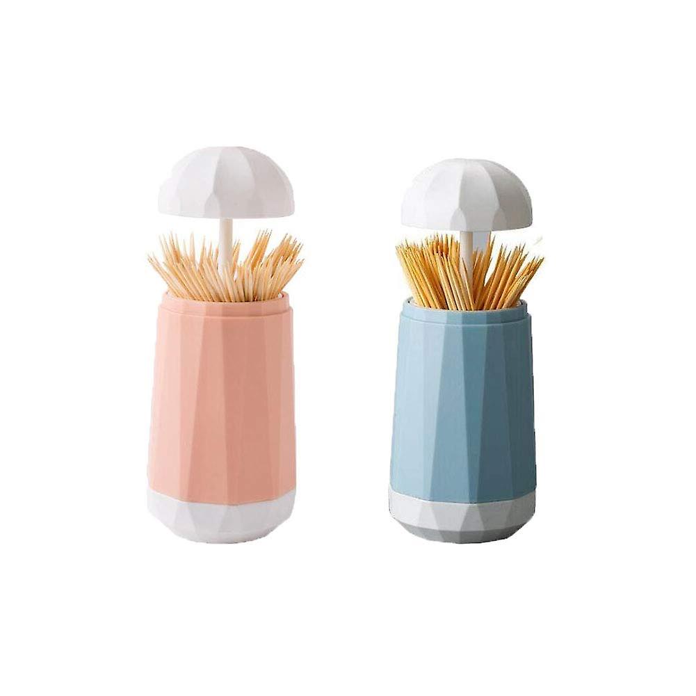 2PCS Creative Household Restaurant Press Automatic Toothpick Box Simple Living Room Plastic Toothpick Container