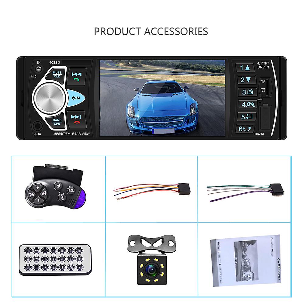 Ninesun 1 Din Car Radio 4022d 4.1 Multimedia Mp5 Player Usb Fm Audio Stereo Buletooth Autoradio Mirr