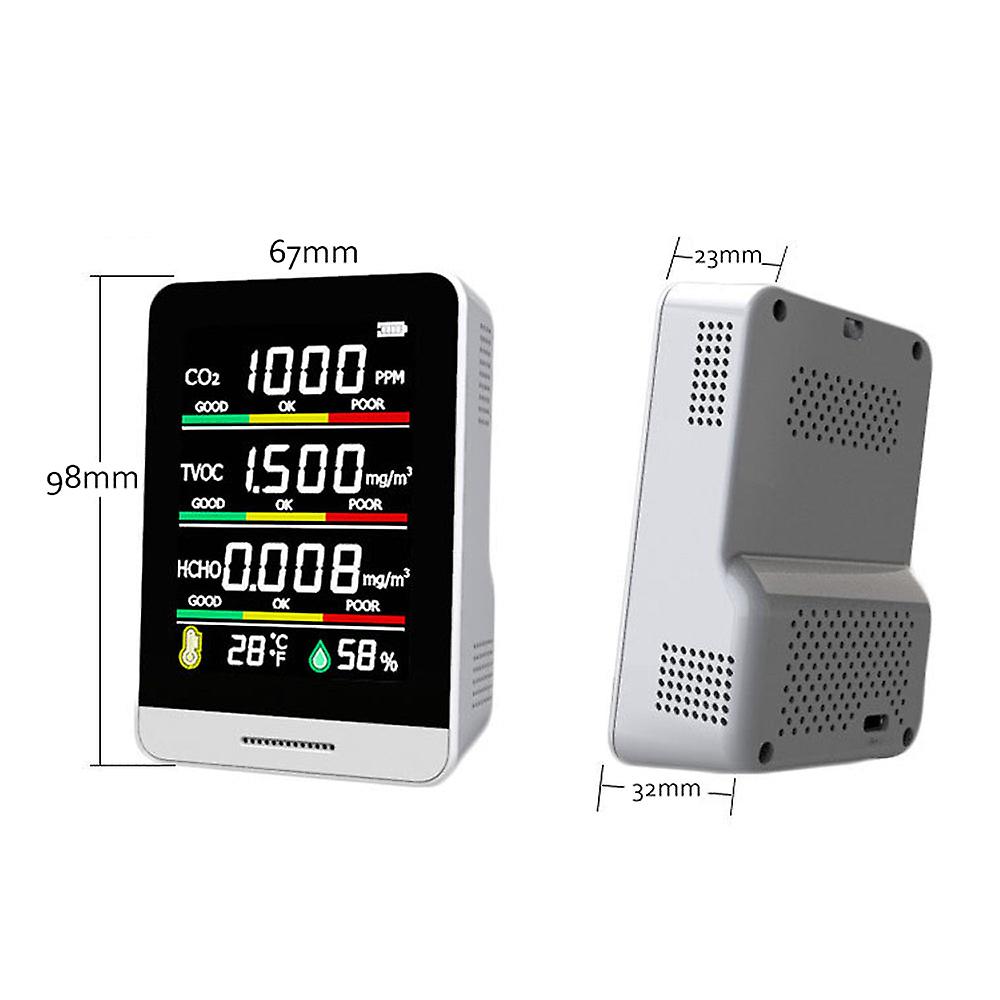 Co2 Detector Tvoc Hcho Temperature Humidity Detecting Tool Intelligent Home Desktop Indoor Outdoor Detect Air Quality Monitor