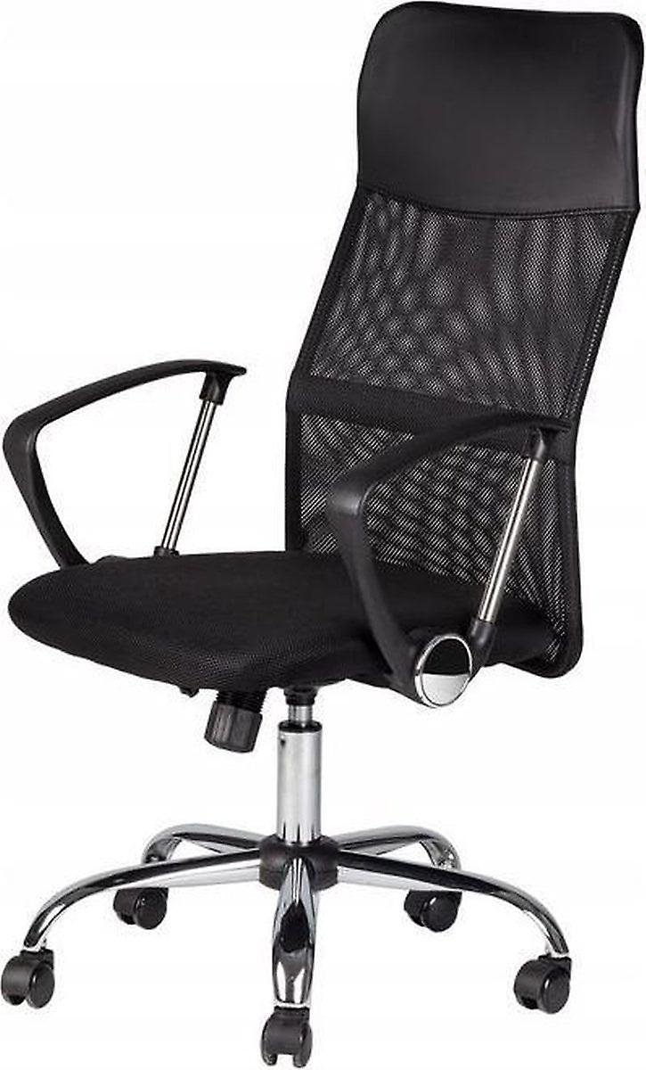 Kontorstol - mesh åndbart ryglæn - højdejusterbar - sort