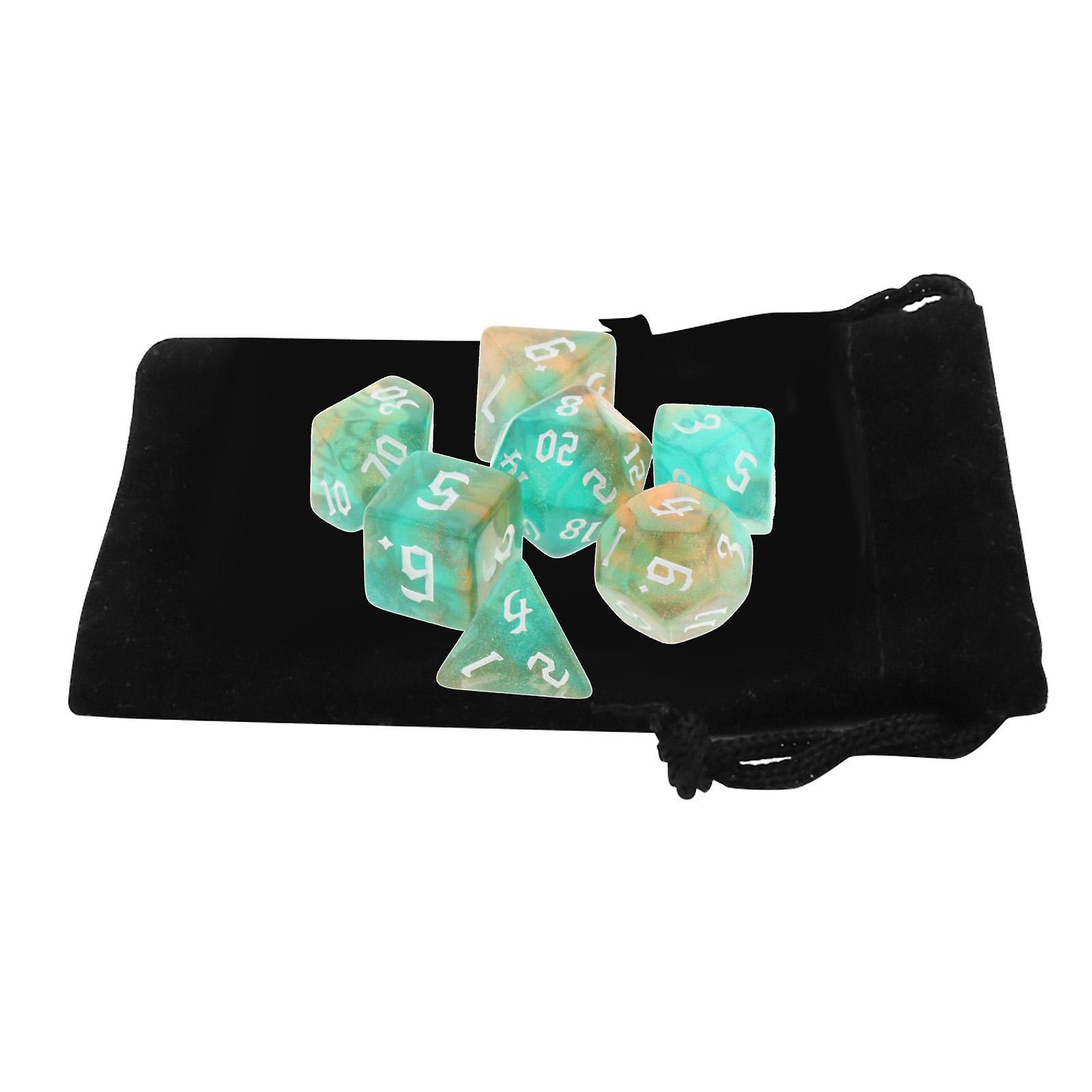 Pack of 7 Polyhedral Dices Set D4-D20 Party Toys for DND RPG Table Games Green