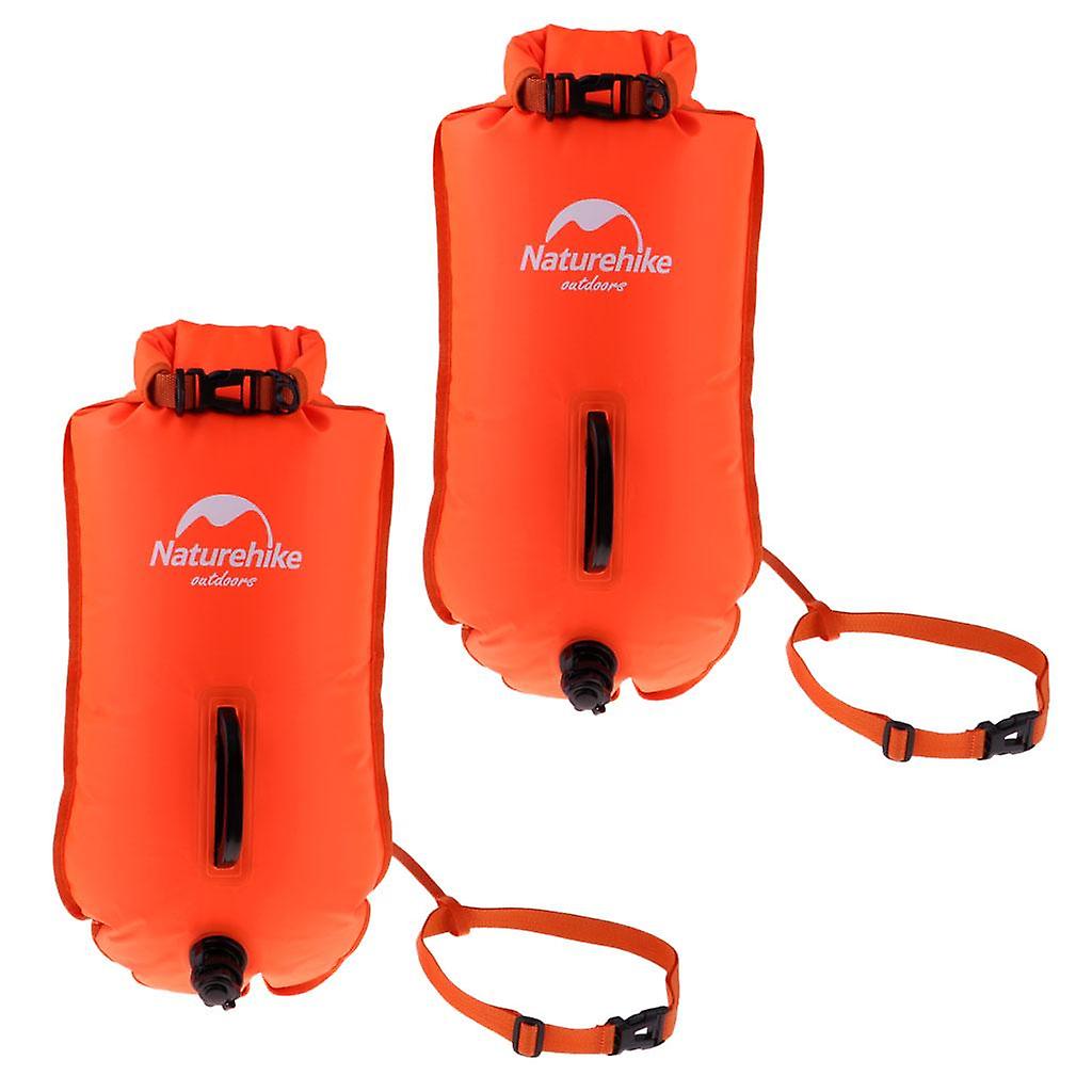 2Pack High Visibility Inflatable Dry Bag Safety Swim Buoy Tow Float Fluo