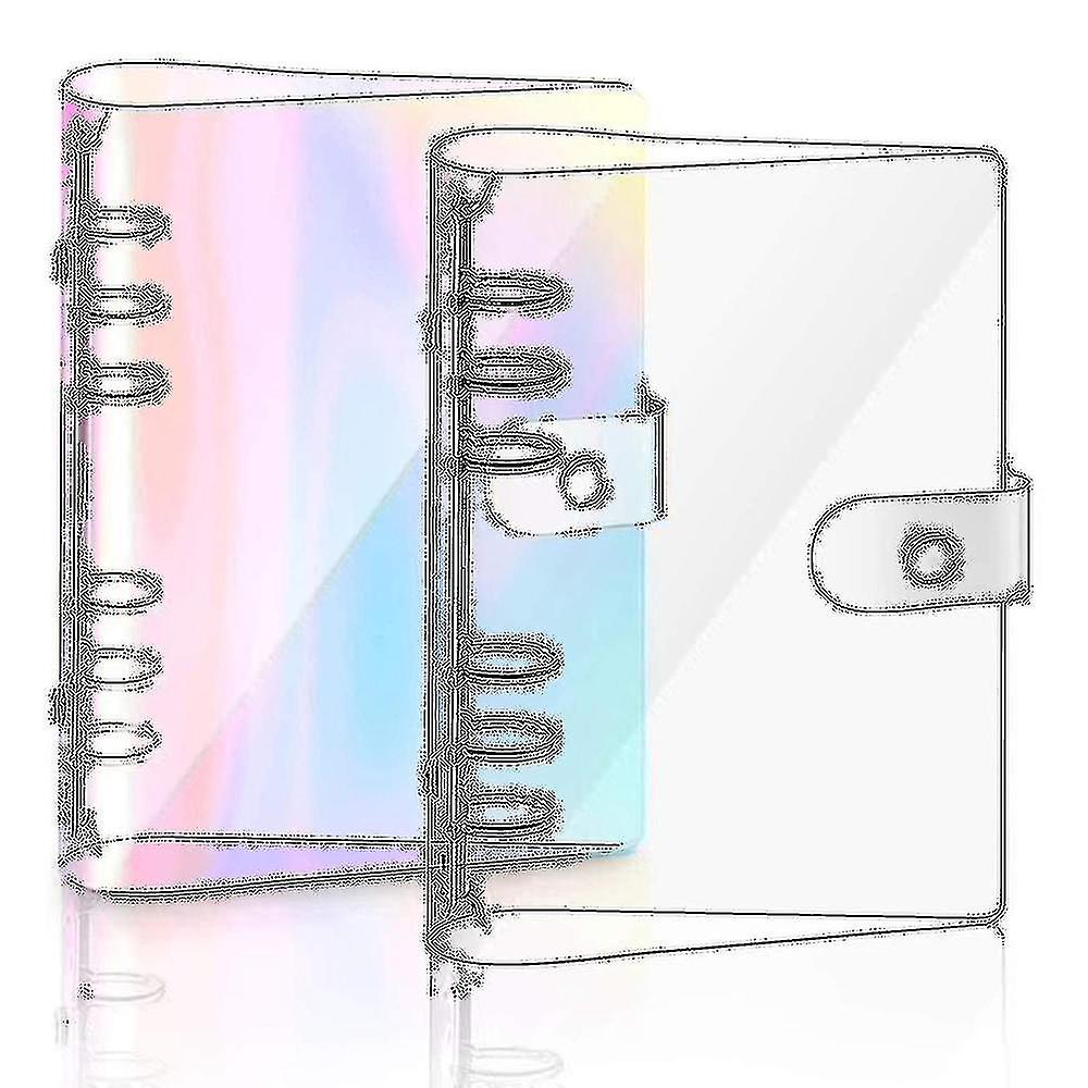 2 Pcs A5 Rainbow Soft Pvc Notebook Binder Clear Soft Pvc Notebook Cover, Loose Leaf Personal Planne