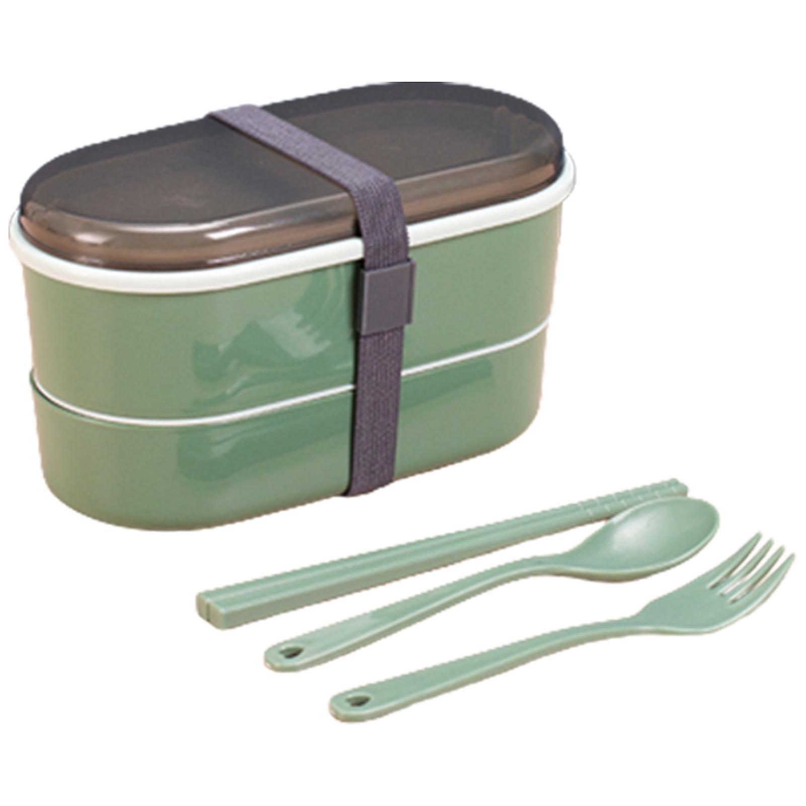 Portable Double Layer Plastic Lunch Box