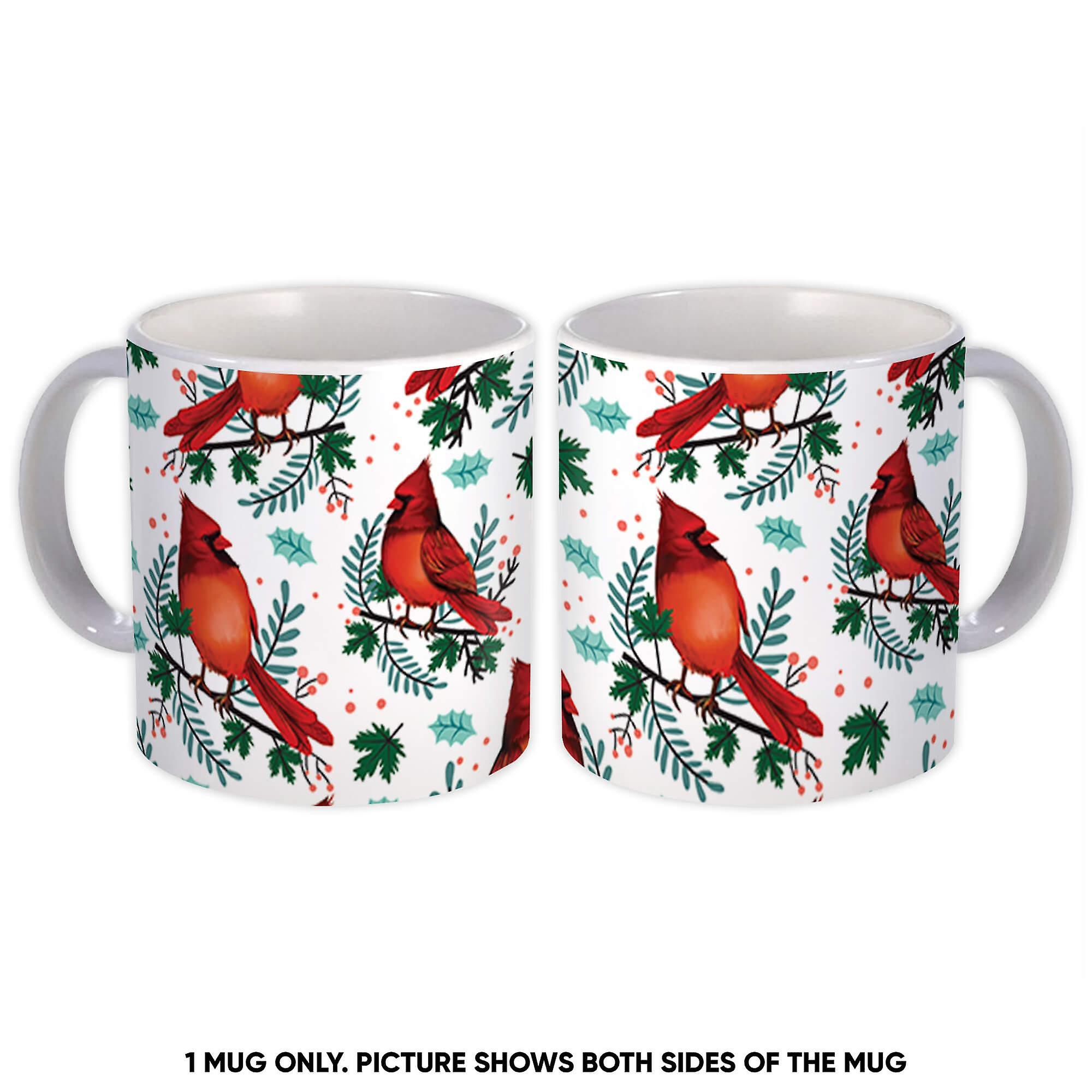 Gift Mug: Christmas Waxwings Pattern