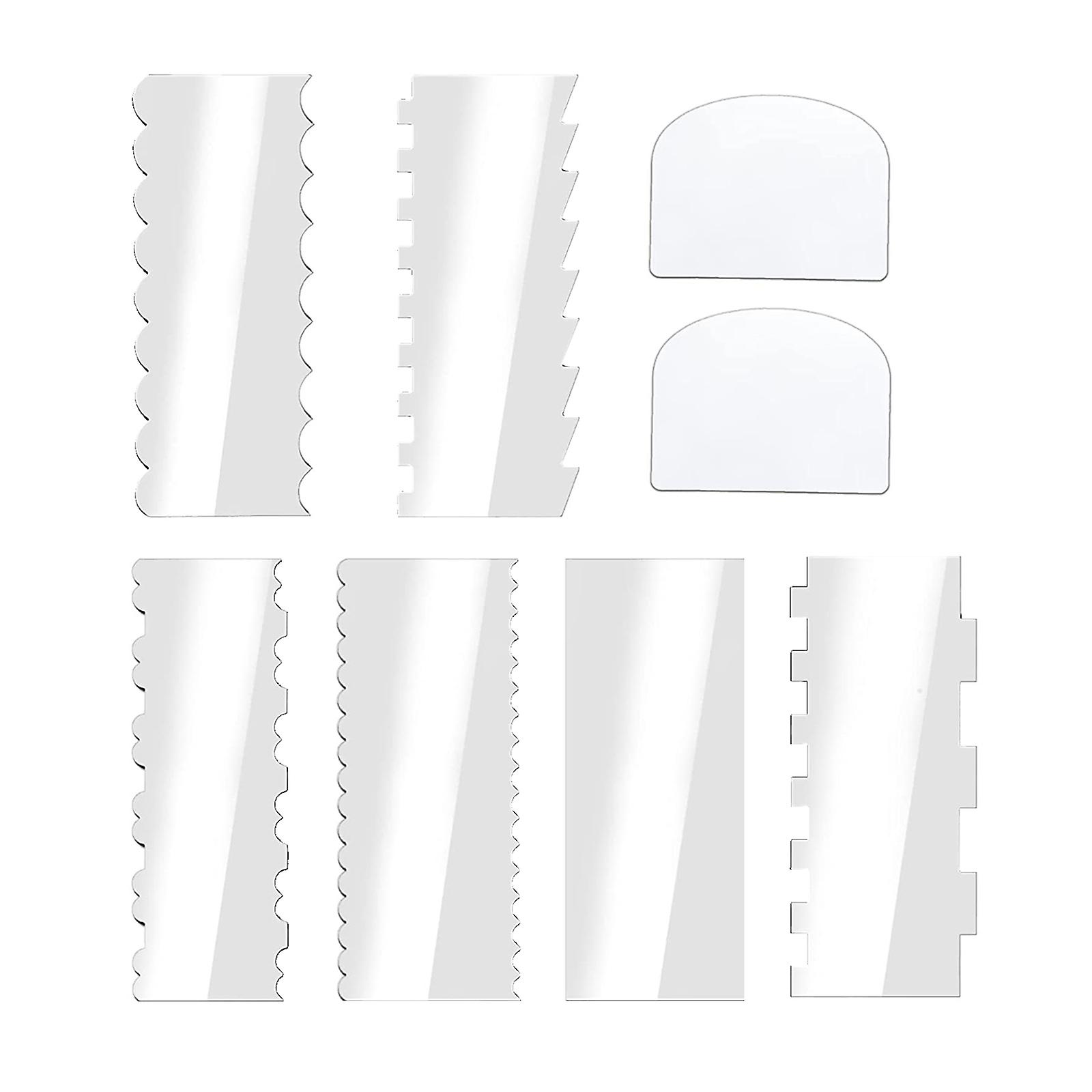 8Pcs/Set Acrylic Cake Decorating Tools Hand Held Cake Scraper for Kitchen
