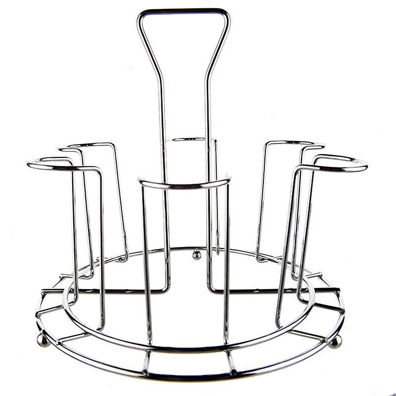 Cup Holder with 6 Fixators Smooth Silver Glass Protective Rack for Home
