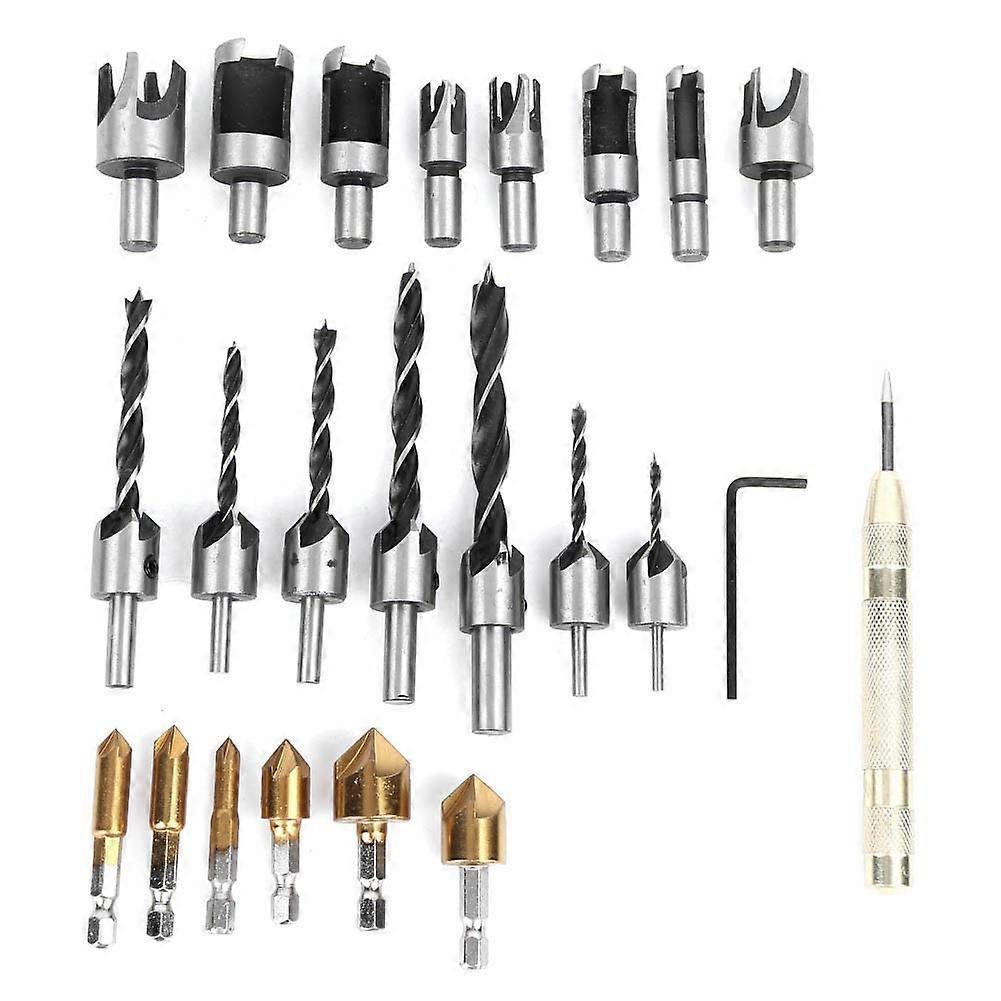 23Pcs Claw Type Chamfer Drill Bit Hex Set for Woodworking Cutter Chamfering Tool