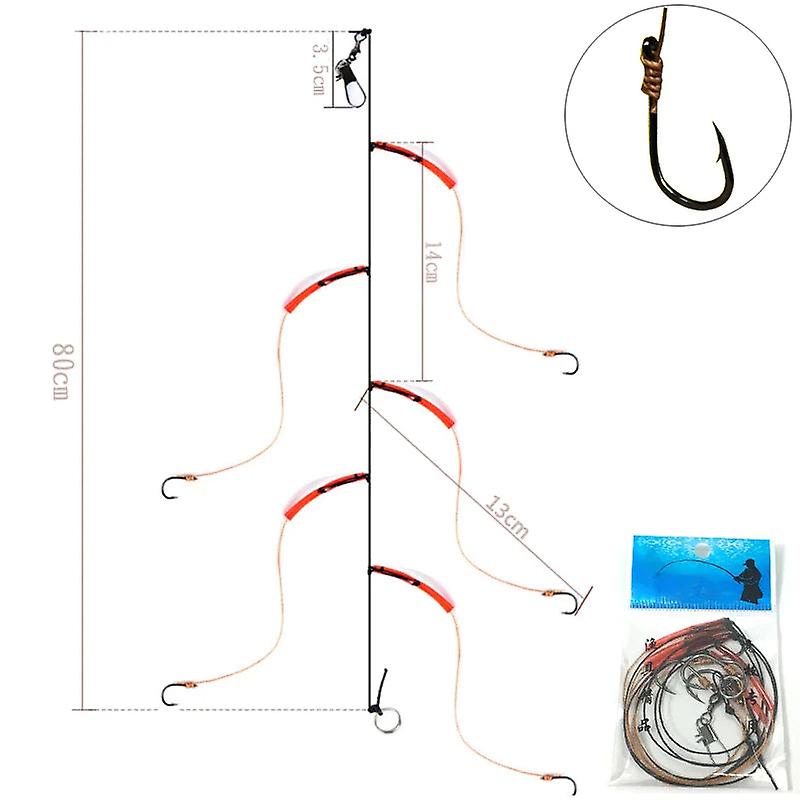 Fishhook High Carbon Steel Fishing Hooks With 5 Small Hooks Rigs Swivel Fishing Lures Pesca Lure String Hooks 5#-14#