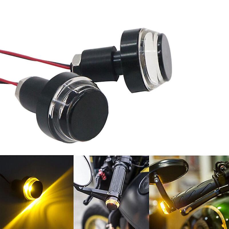 1 Pair Motorcycle Turn Signal LED Light Indicator Handle Bar End Handlebar