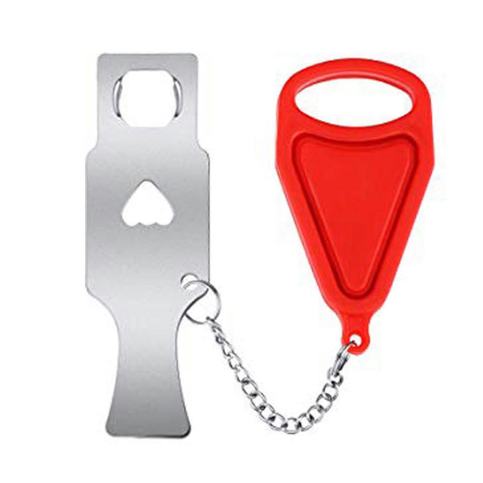 Travel Door Locker for Home Security - Portable Lockdown Device for Hotels, Apartments - Red