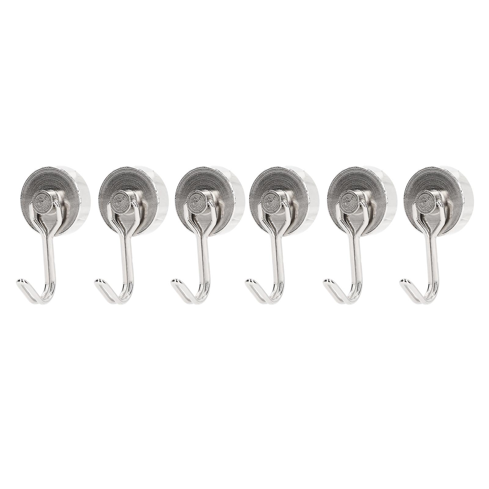 6Pcs Swing Magnetic Hook Set No Drilling Need Decorative Beautiful Looking 180° Rotating Hooks 0‑15kg Nickel Color 
