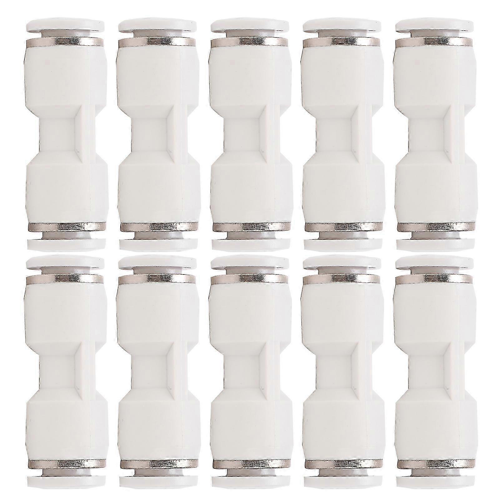 10Pcs Straight Push Connectors Air Hose Quick Release Pnuematic Tube Pipe Fittings WhitePU-6