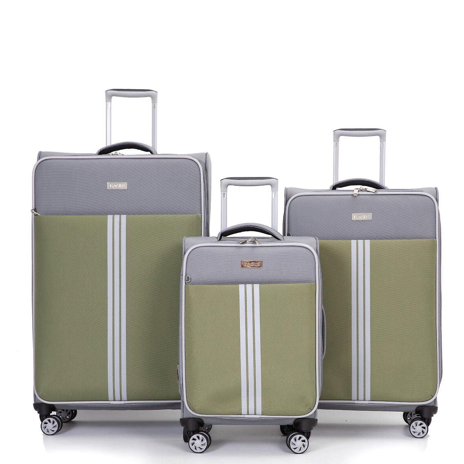 Lightweight Grey Cabin Suitcases 4 Wheel Luggage Travel Bag