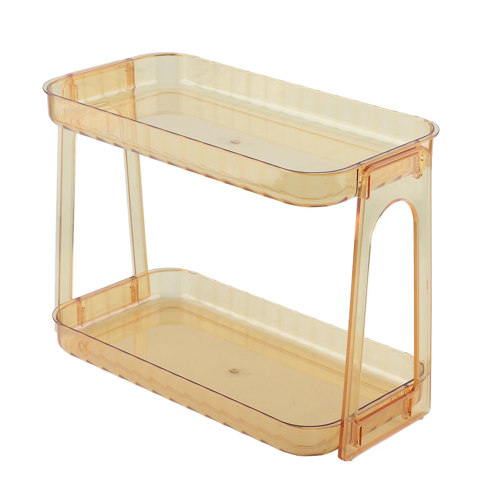 Double Layer Clear Cosmetic Storage Rack Dark Brown 500g PET