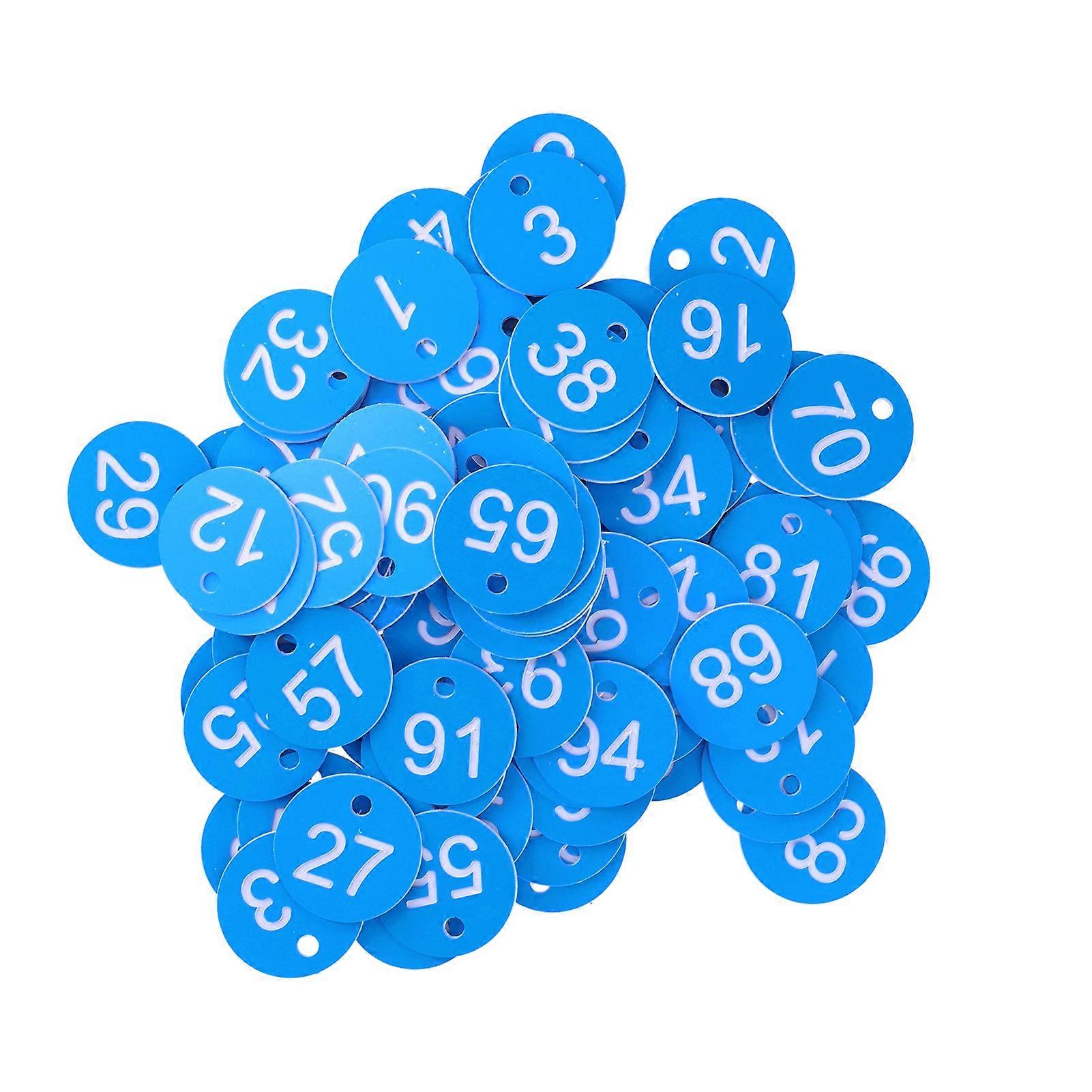 Beehive Label 100Pcs Round Number Tag Beehive Sign Marker Labels with Hole Farm Beekeeping Accessory(Blue White)
