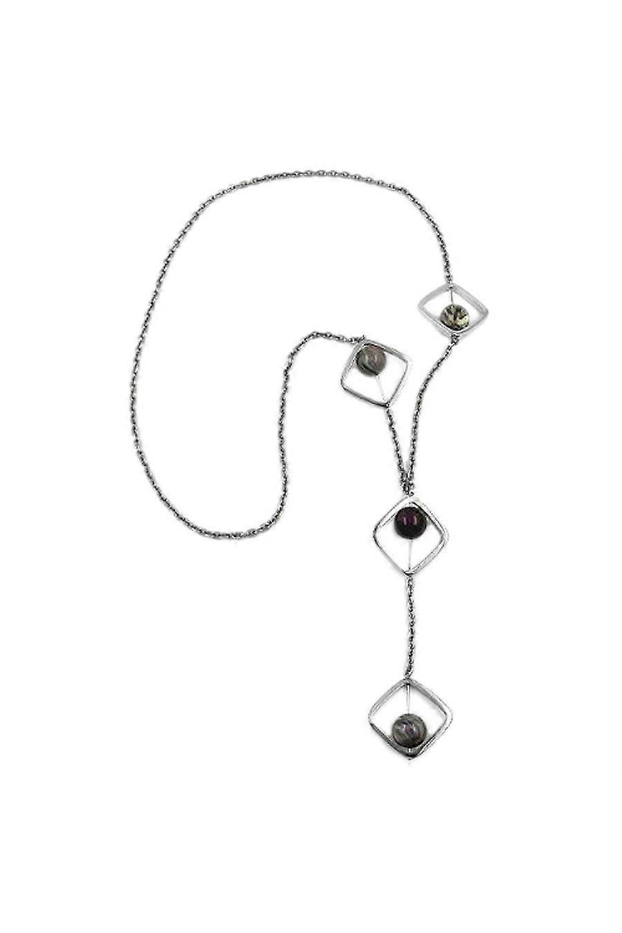 Necklace Square Beads Grey-lilac 80cm - Gl02292