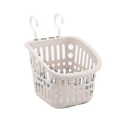 Multifunctional Stackable Hanging Bathroom Basket With Hooks, 1 Piece, Beige A