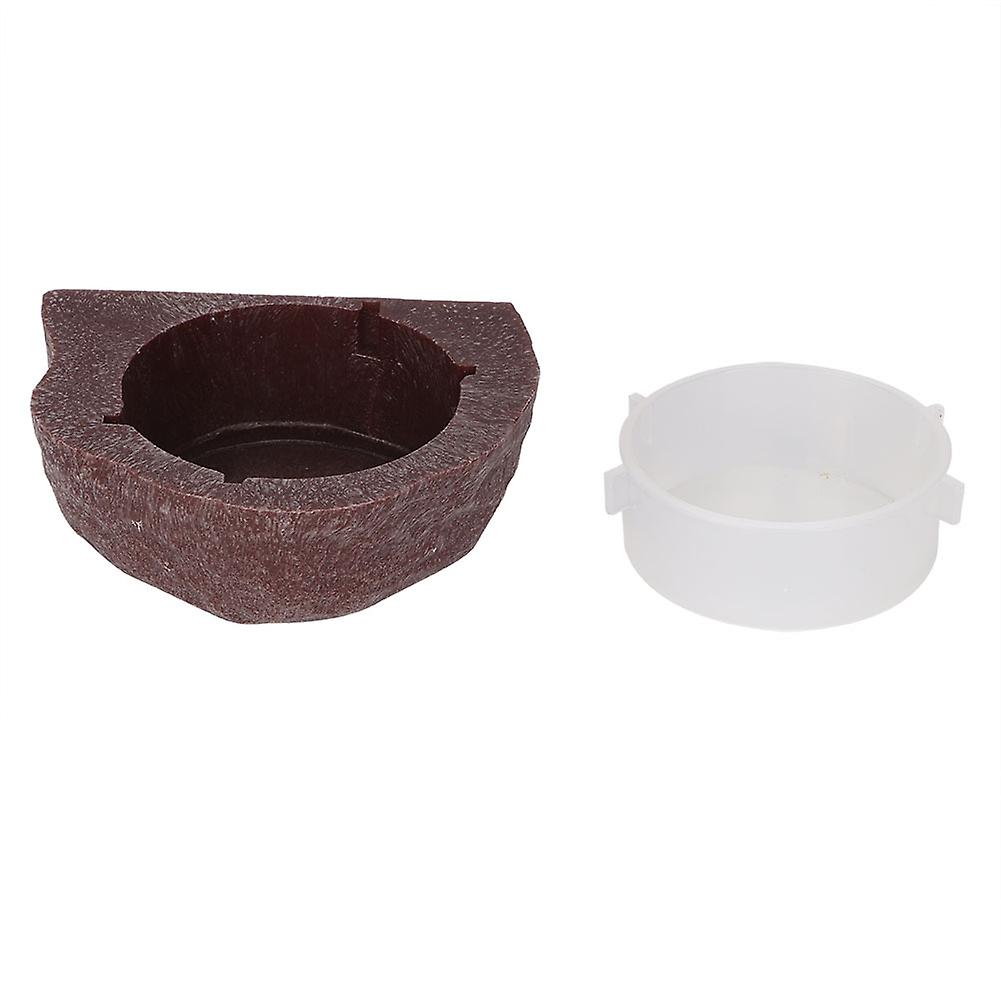 Durable Plastic Reptile Pet Food Bowl Hanging Type for Lizard Chameleon (Brown)