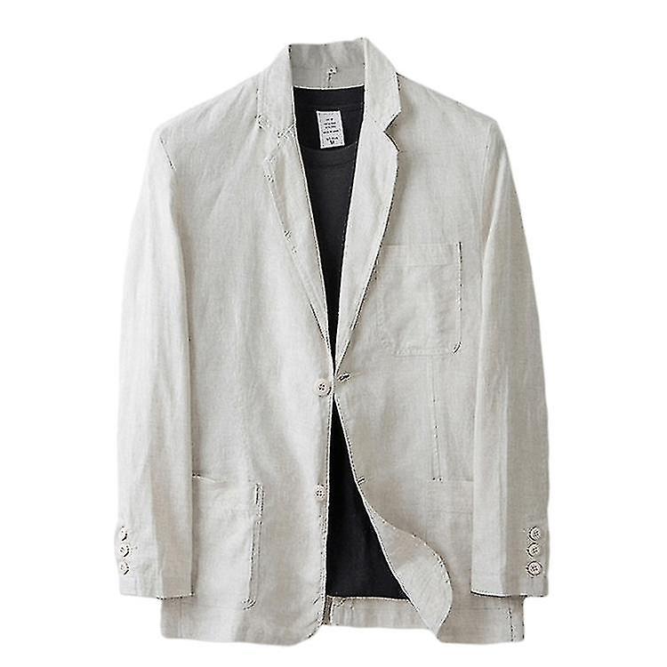 Men's Linen Blazer Lightweight Jacket Coat Two Button-xdd
