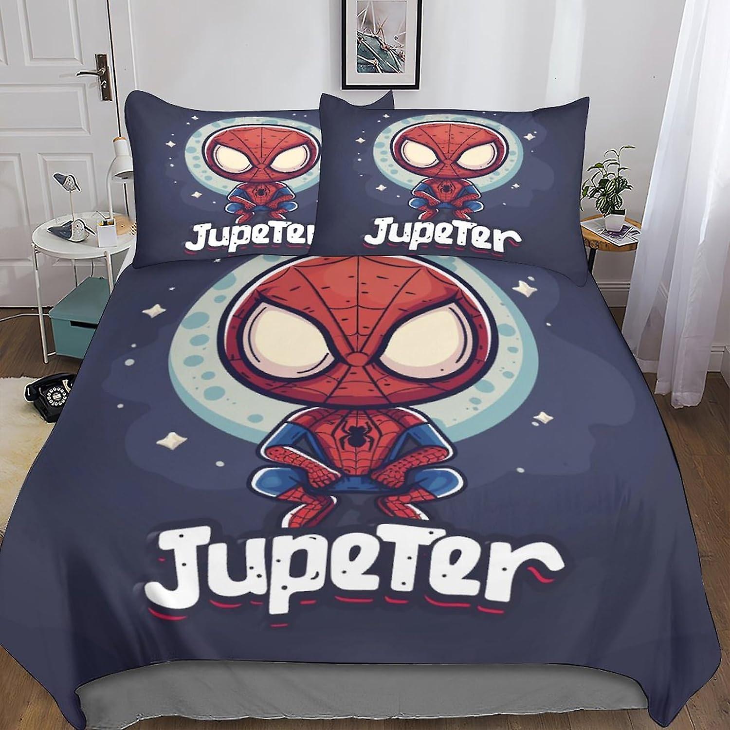 DSJackson Cool Spider Man Comforter Cover Set with Hidden Zipper Closure - Luxurious Microfiber Movies Bedding with 3D Print, Complete 3-Piece Set for