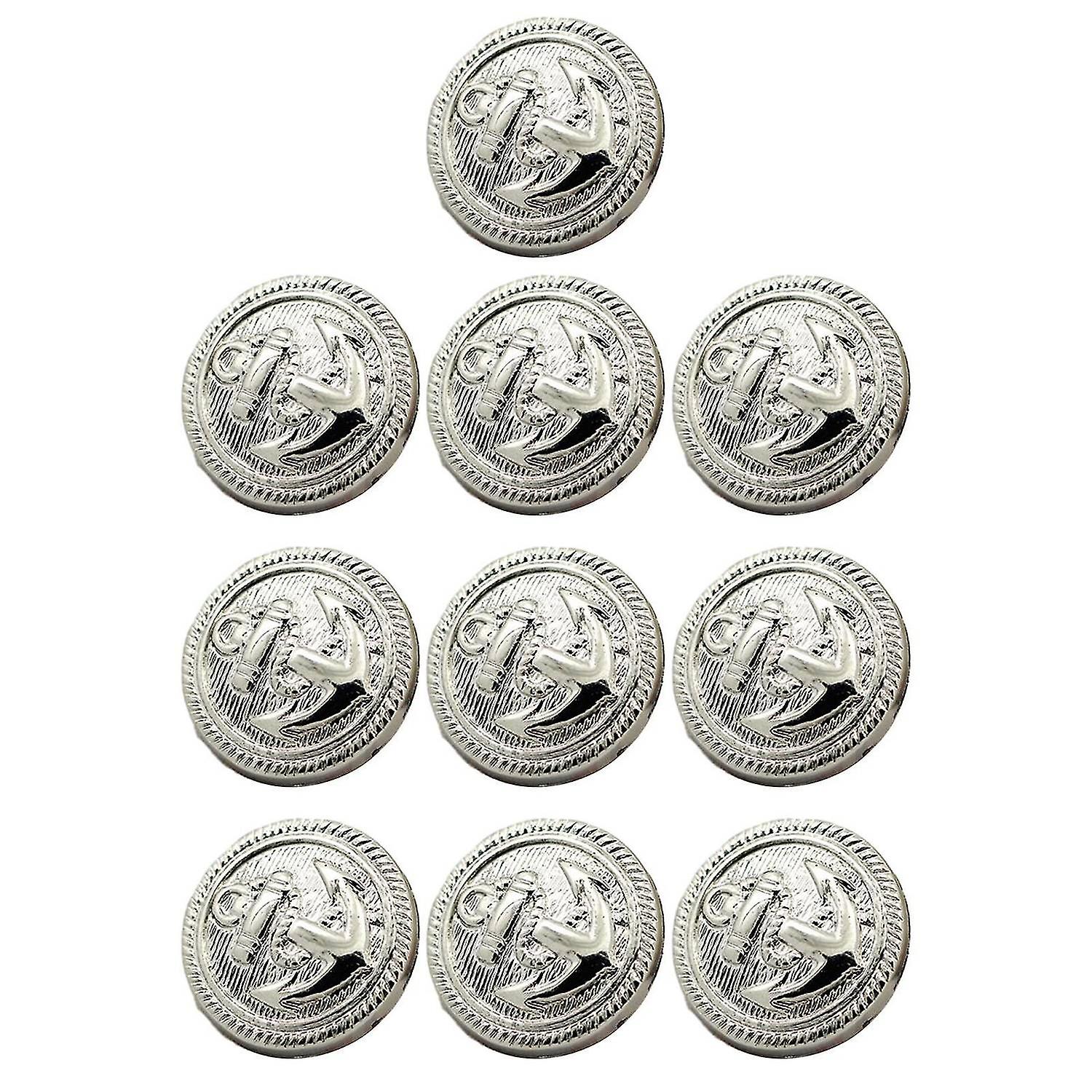 10 Pieces Shank Buttons Anchor Sailor Buttons Pants Button Decor Embossed Buttons 21mm for Bags Orna