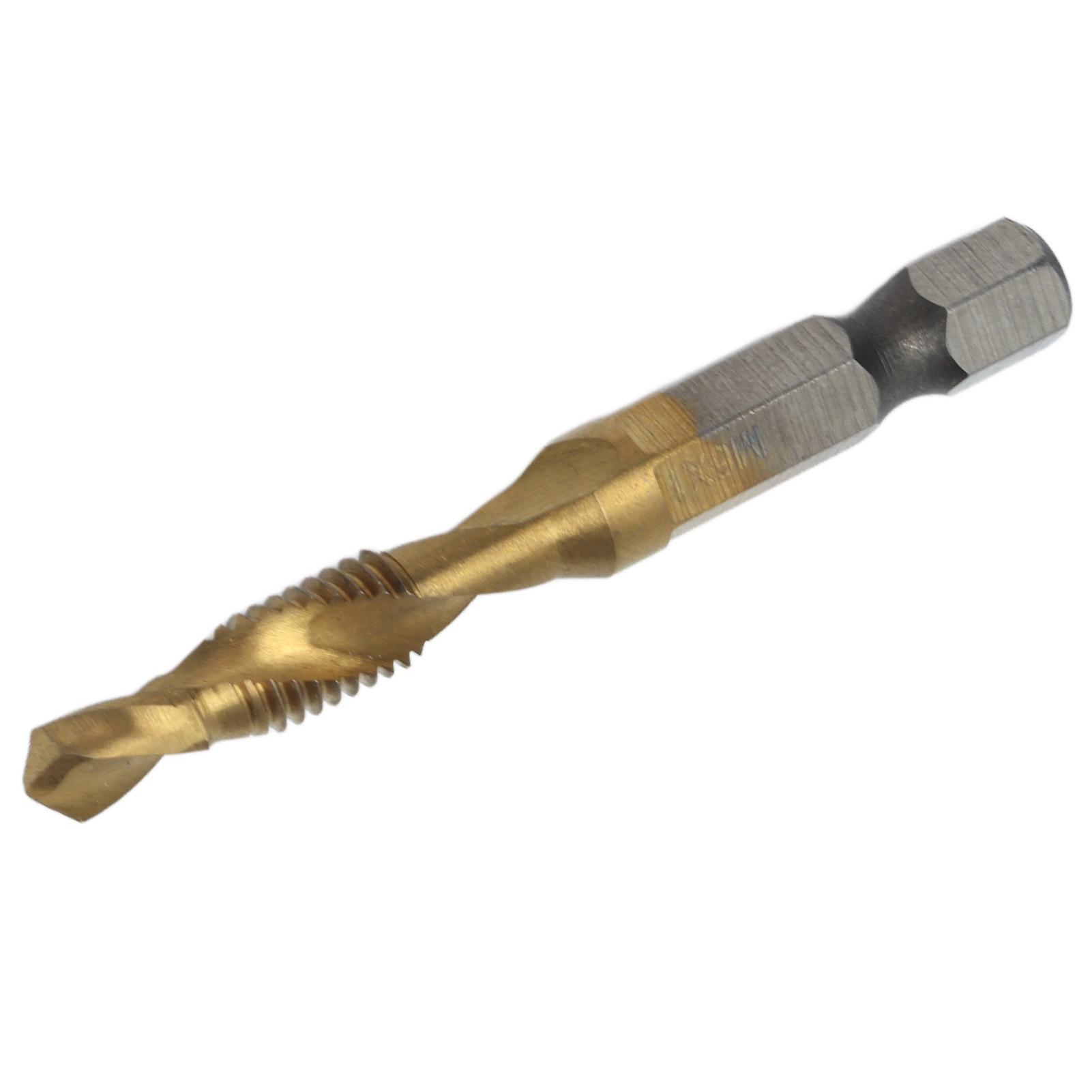 Tap Drill Bits Hex Shank Titanium Coated Metric Screw Combination Tapping Bit for WoodM6 