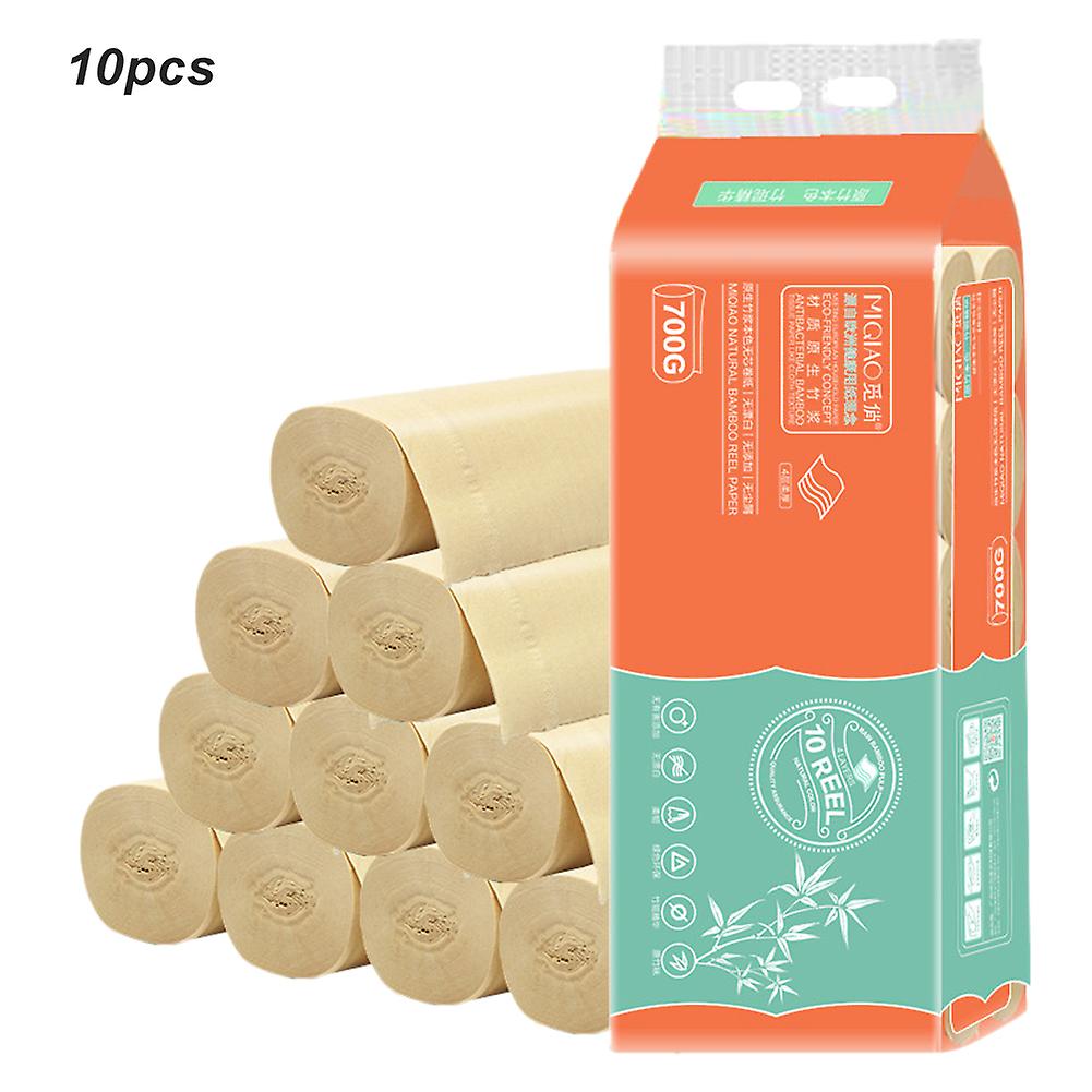 10 Rolls\/Bag Thickened Bamboo Pulp Soft Roll Paper Tissue Toilet Paper for Hotel Home Use