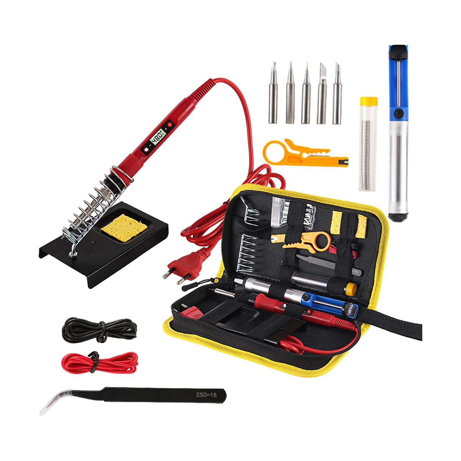 Soldering Iron Set EU Adapter Home Manual Tool for Embossing Carving Welding Red