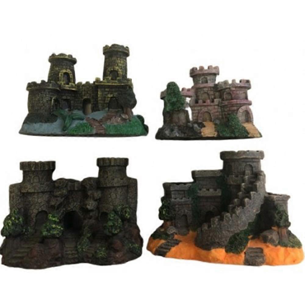 Premium Quality and Durable Set of 4 Resin Aquarium Castle Ornament