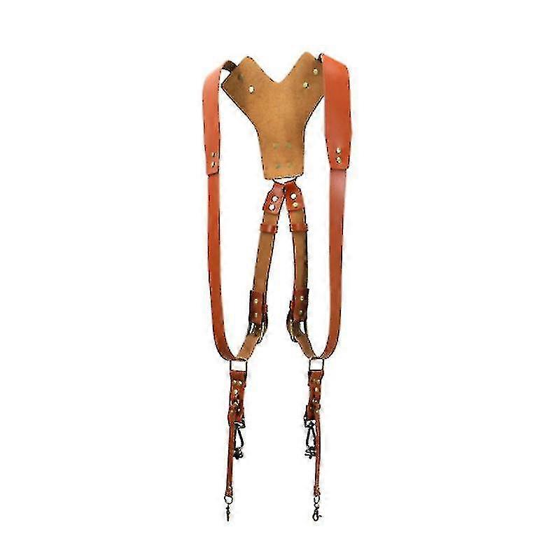 Camera Strap Accessory For Two Cameras - Double Shoulder Leather Harness - Coiro Multi-camera Gear For Dslrslr Straps