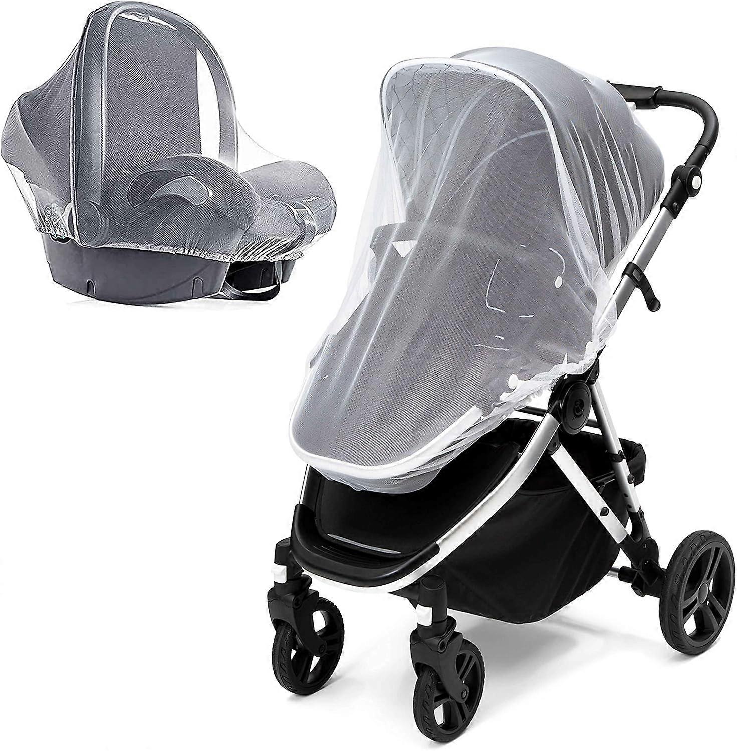 2 Pack Universal Mosquito Net - Baby Pram Net Washable Fine Mesh Insect Protection Cover with Elastic Edge