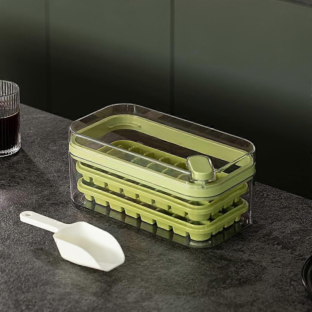 1pc, Ice Cube Molds & Trays, 2 Layers/64 Grids Ice Cube Mold, Freezer Ice Tray With Lid, Easy Release Ice Cube Mold, Ice Cube Box For Refrigerated Coc