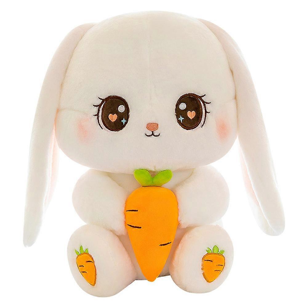 Bunny Stuffed Animal Soft Toy Plushie Sitting Lop Eared Rabbit, Easter White Rabbit Stuffed Animal with Carrot Soft Lovely Realistic Long-Eared Standi