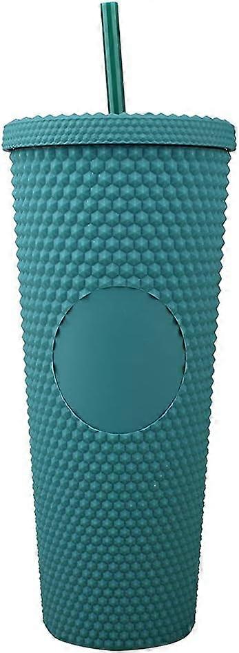 24Oz Water Cup Straw Cup Studded Tumbler with Lid and Straw with Leak Proof Lid Iridescent Matte and Multi Colored Perfect Use for Iced Coffee Tumbler